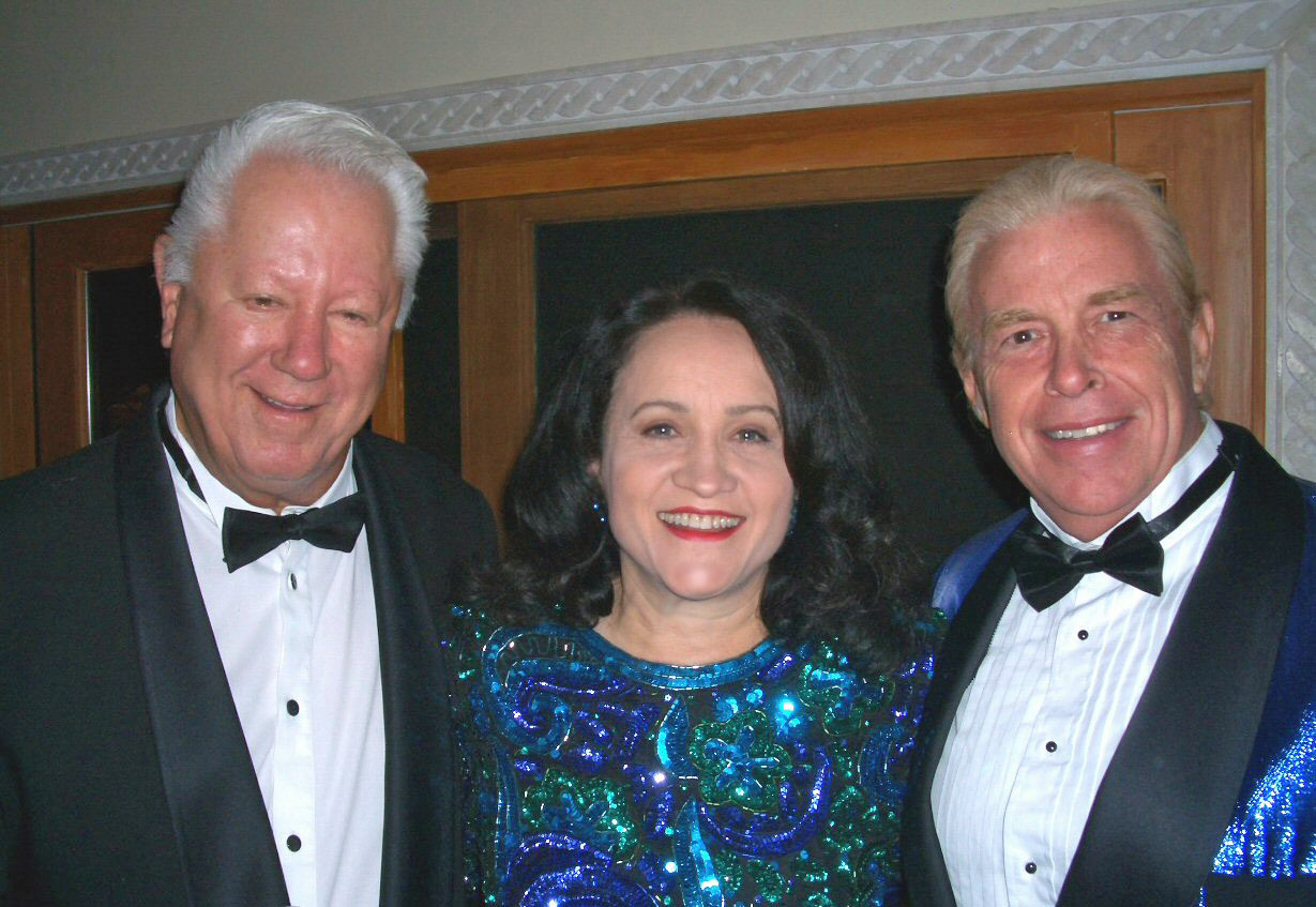 with Jim Myron (of Live From the Myron Ballroom) and Rock Riddle, at Jim's Christmas party - Hollywood Hills 2005