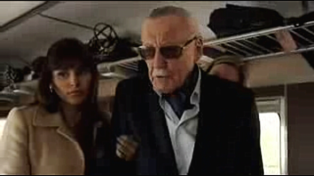Still of Carina Aviles with Stan Lee on ABC's Agents of Shield.