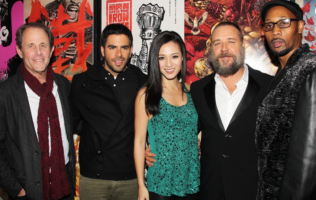 Grace Huang at the NYC Premiere of The Man With The Iron Fists with Marc Abraham, Eli Roth, Russell Crowe and RZA.