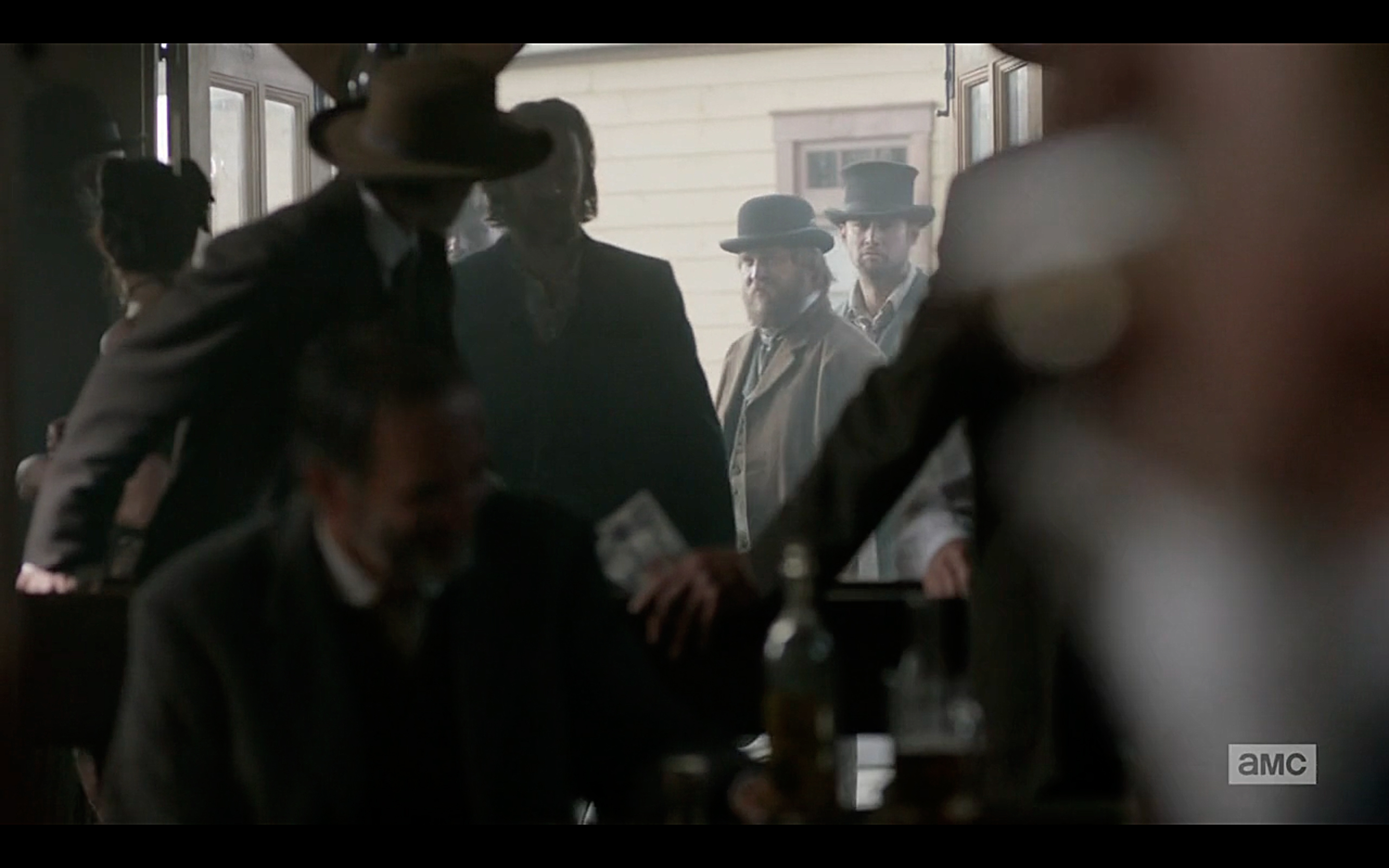 #deadrabbits taking over the casino. With #PhilBurke aka Mickey McGinnes and #AndrewHoward aka Dandy Johnny Shea. #hellonwheels episode 4.11 #bleedingkansas