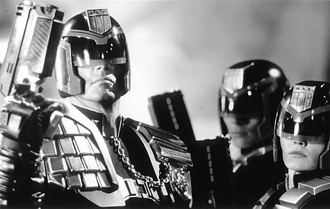 Still of Diane Lane, Sylvester Stallone and Lex Daniel in Judge Dredd (1995)