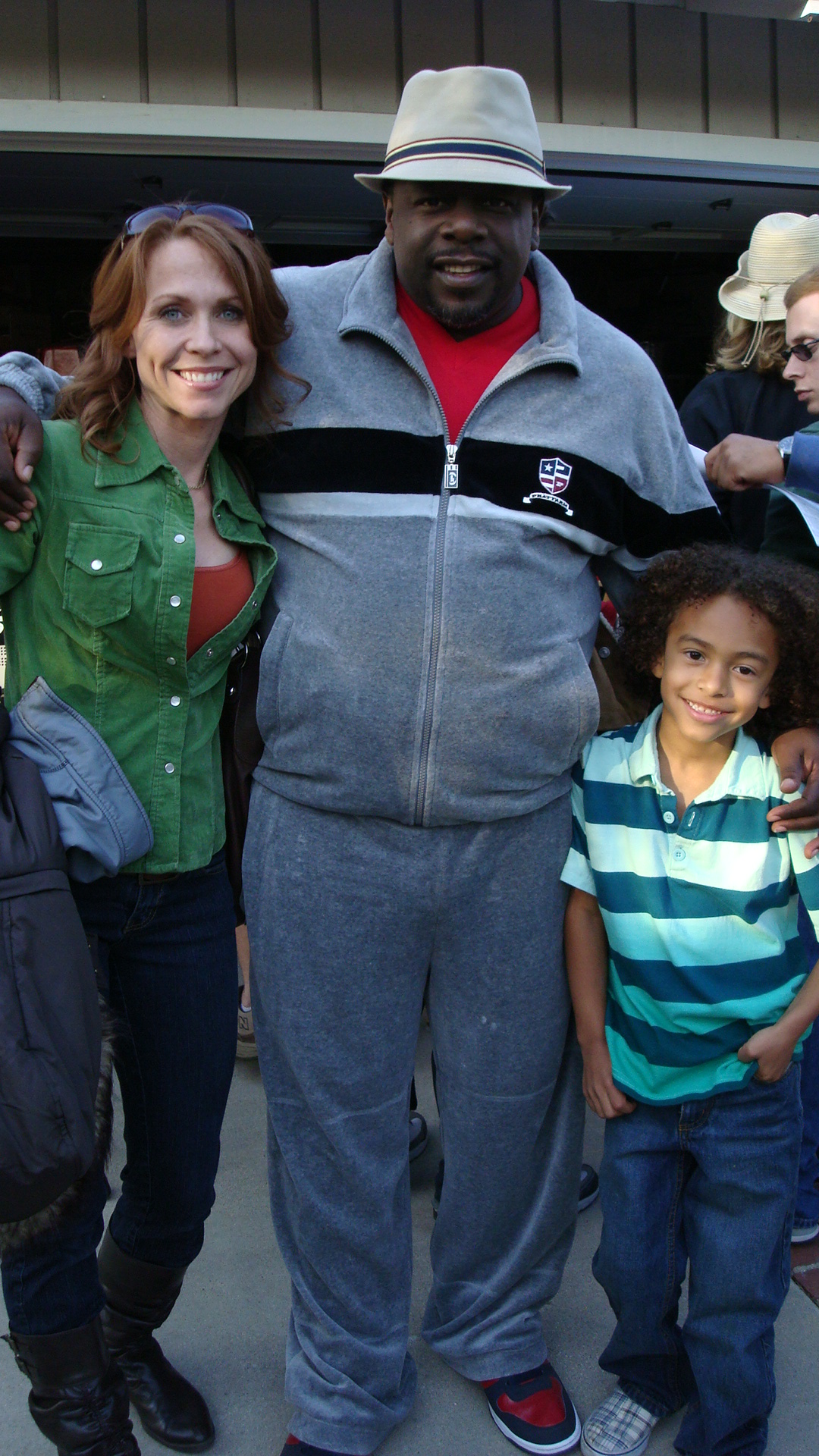 Jaden Betts on the set of LARRY CROWNE with Jaden's mother Melissa Barker and 