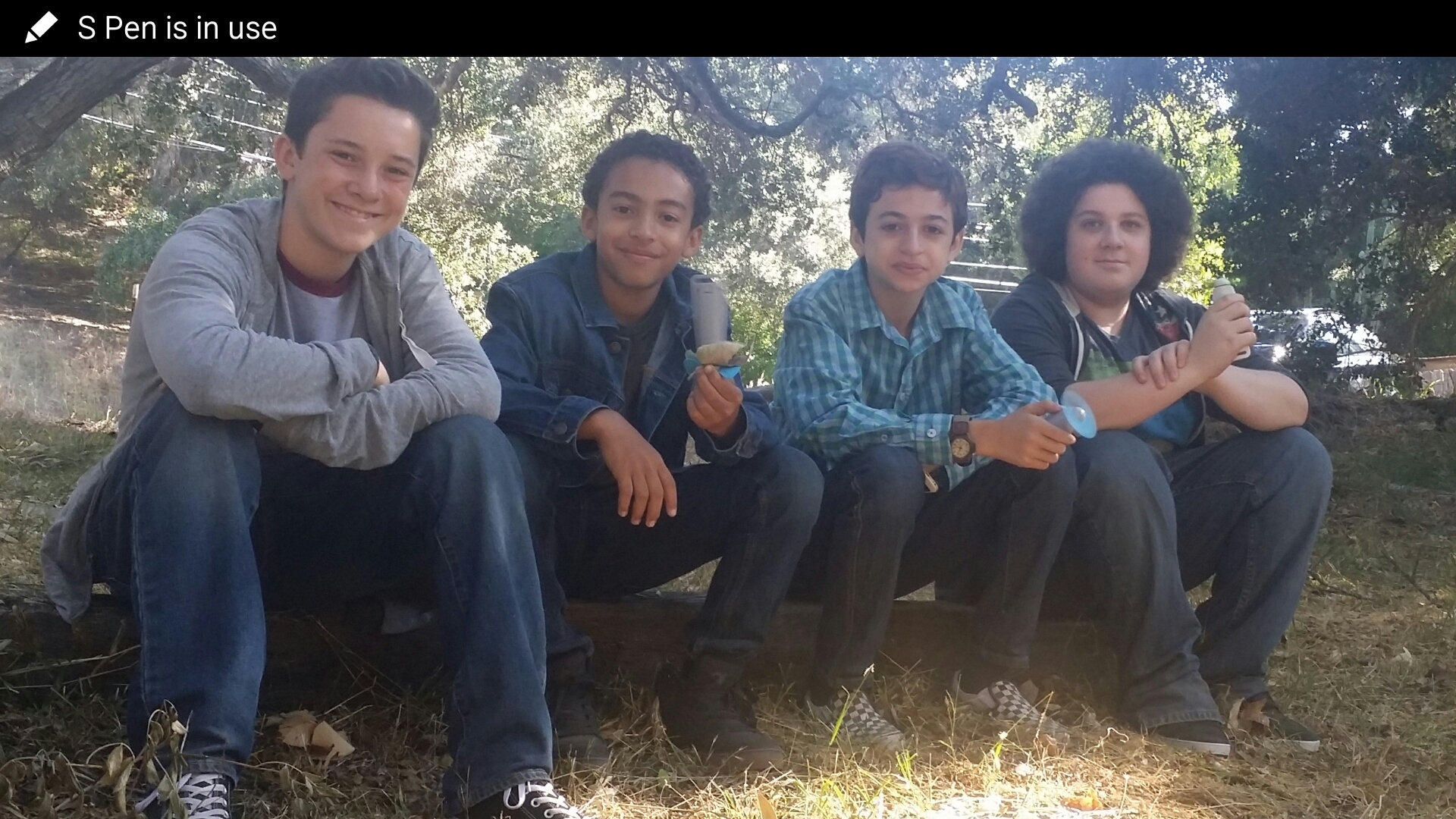 Jaden Betts on the set of Time Toys with Griffin Cleveland JJ Totah and Samuel Gilbert.