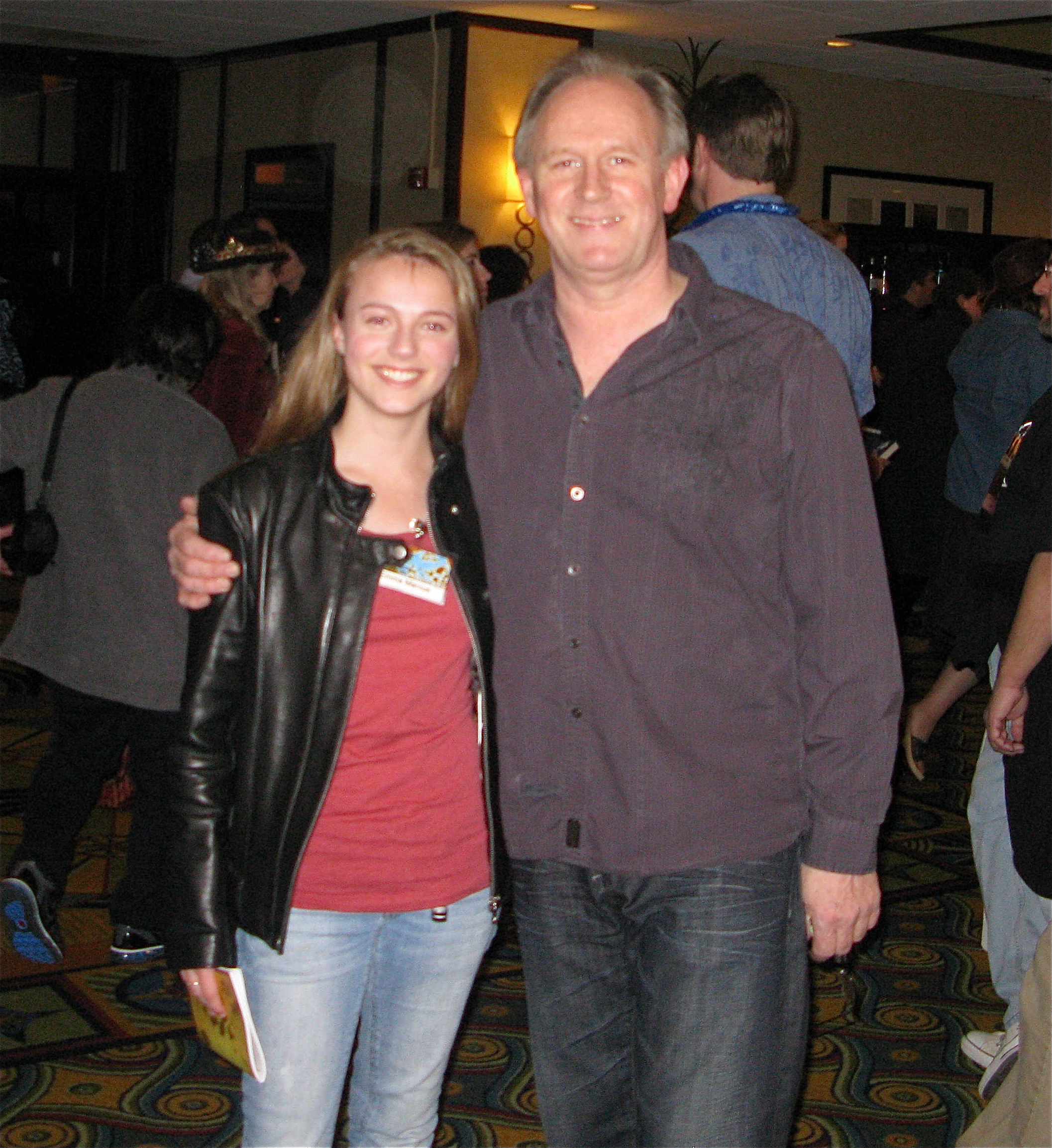 Emma with Peter Davison, the 5th Doctor, at Gallifrey One's Dr. Who Convention