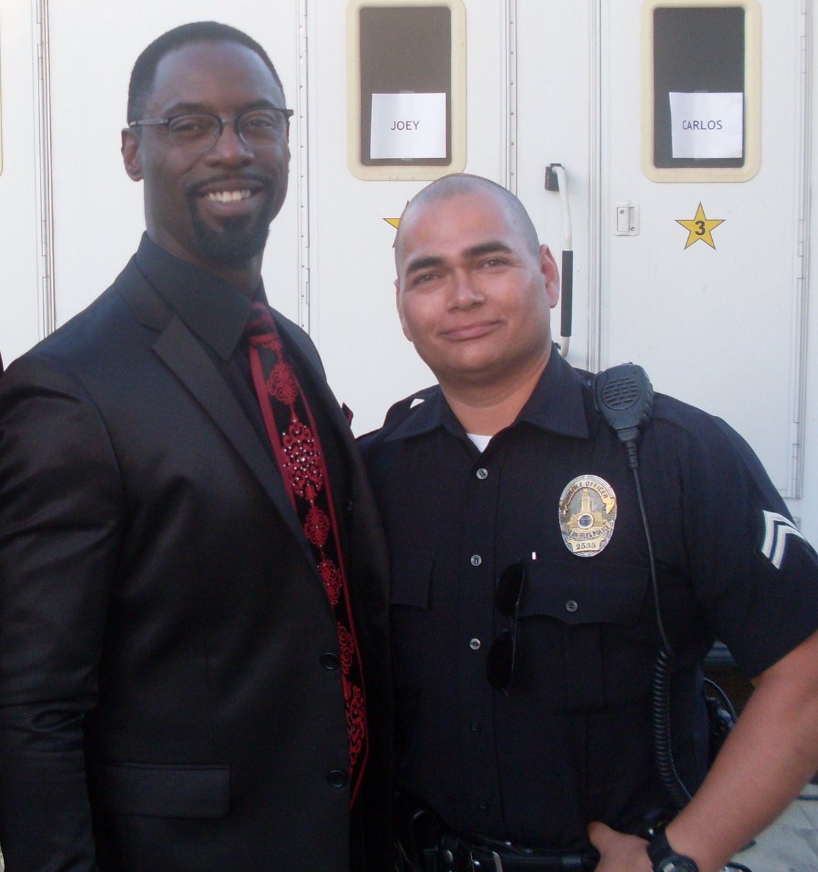Working a feature with Isaiah Washington.