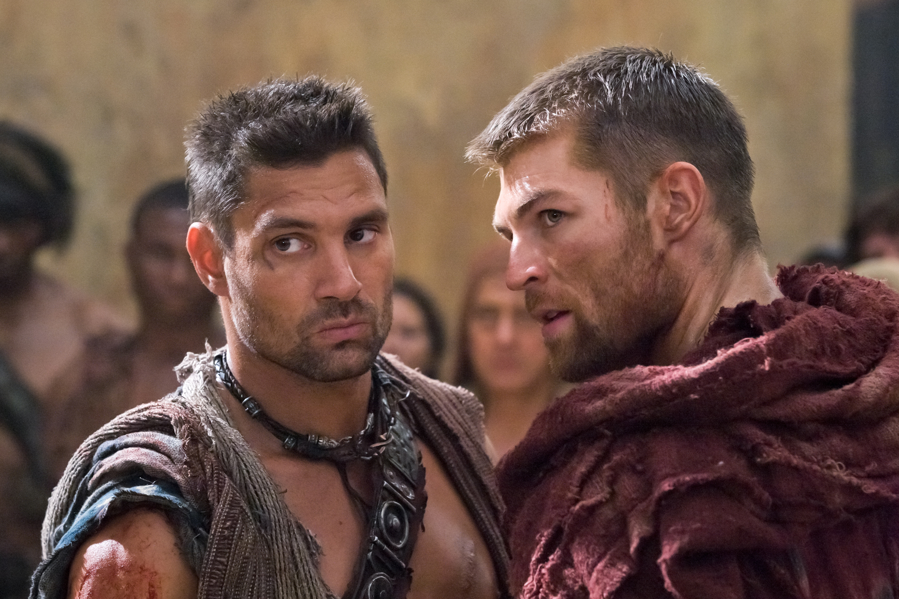 Still of Manu Bennett and Liam McIntyre in Spartacus: Blood and Sand (2010)