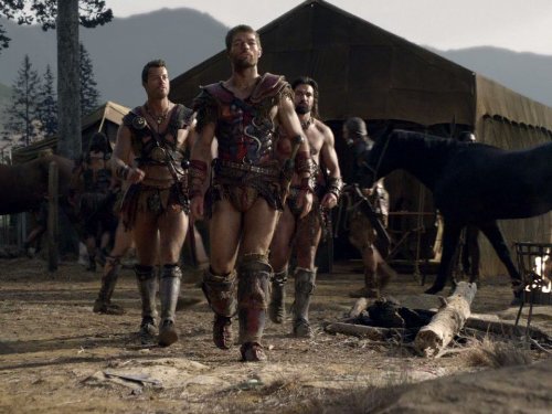 Still of Manu Bennett, Daniel Feuerriegel and Liam McIntyre in Spartacus: Blood and Sand (2010)