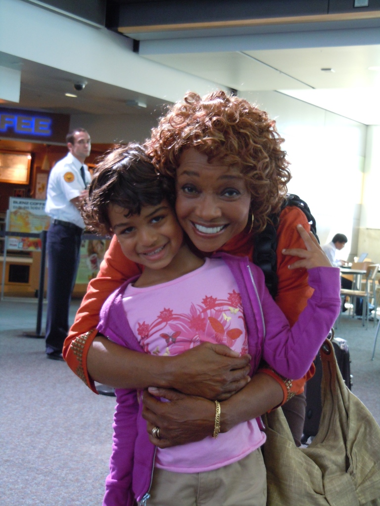 Drew Davis with Actress Beverly Todd on the set of 