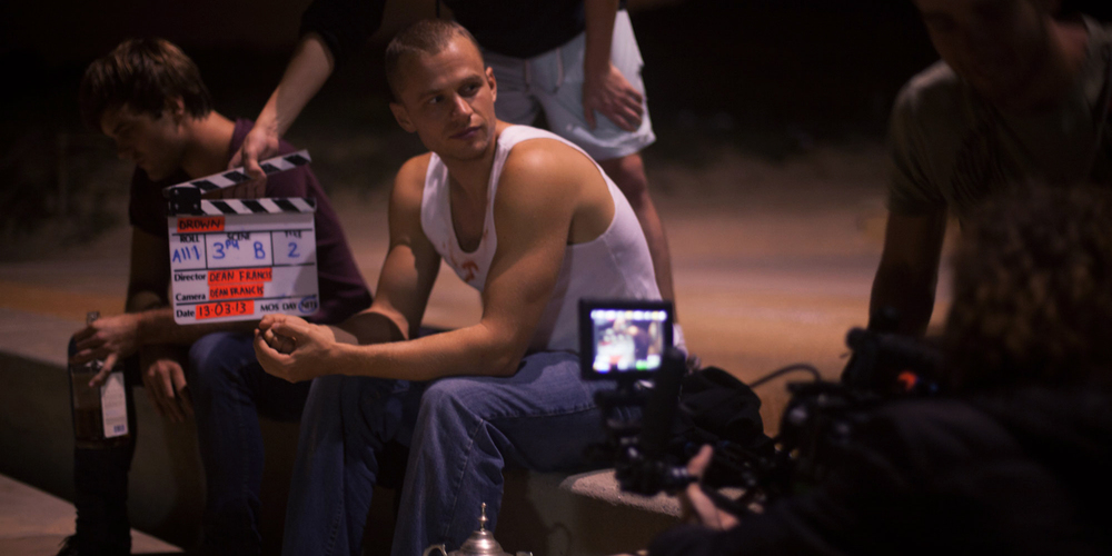 Matt Levett on the set of Drown