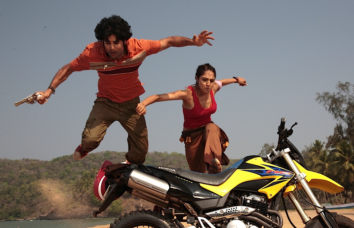 Rajeev and Lekha in an action on Palolem beach Goa India