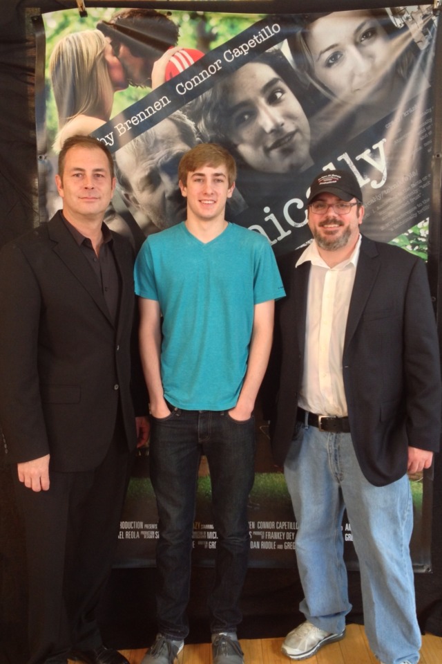 (L-R) Producer Michael Mullins, Charles Tyler, Director Dan Riddle at the premiere of Technically Crazy May 2013
