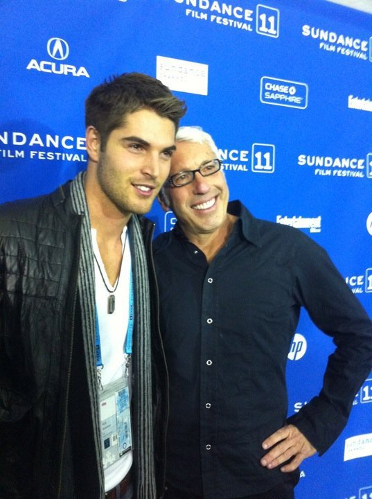 Nick Bateman with Producer Niv Fichman on the Red Carpet at the World Premiere of Hobo With a Shotgun