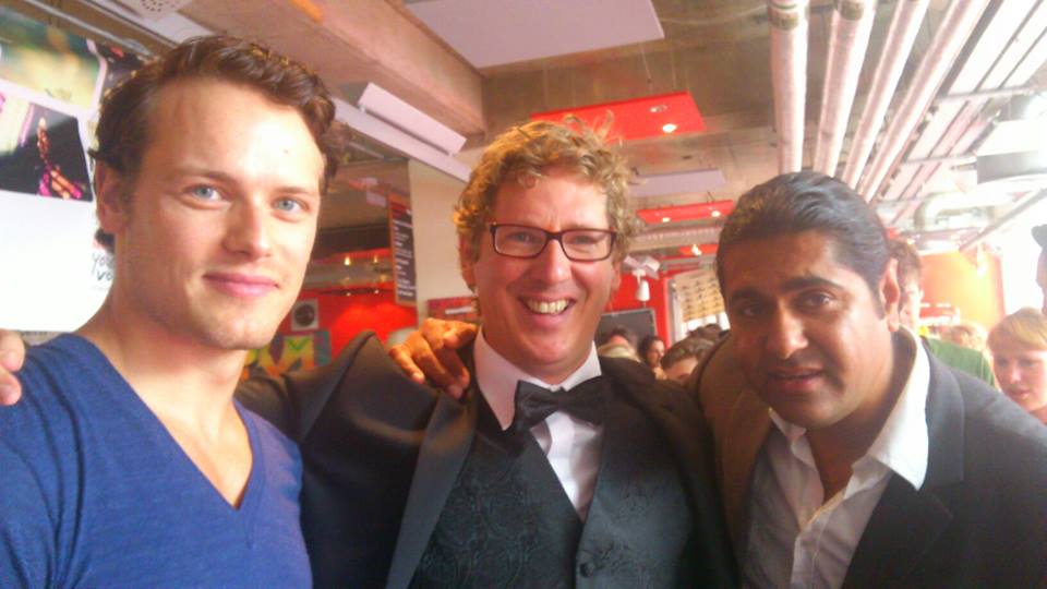 At the premiere of Emulsion with director Suki Singh and fellow actor Sam Heughan.