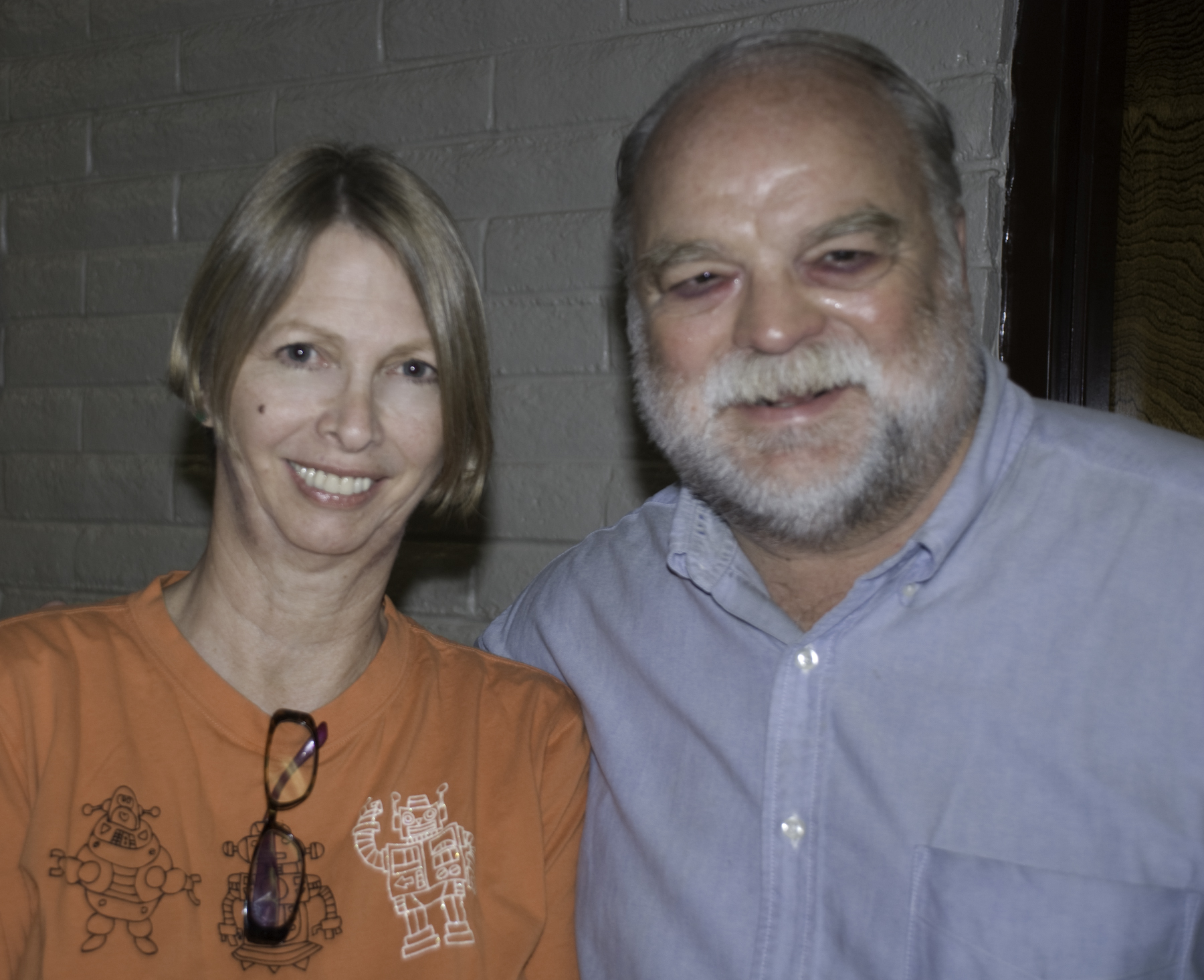 Kjirstin Youngberg with Richard Riehle on set during the filming of Friend Request.