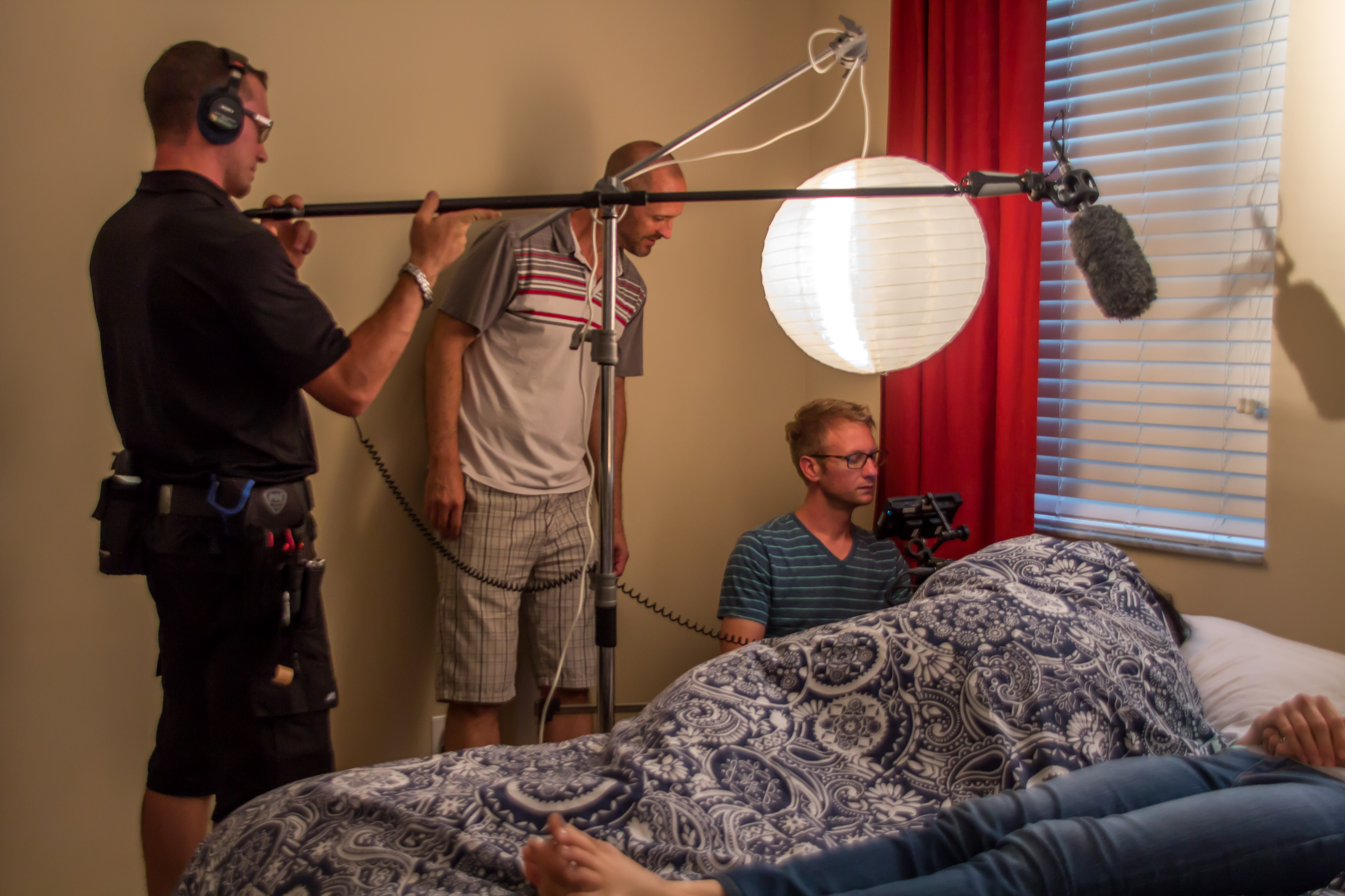 Director Trevor F. Ward behind the scenes with DP Ryan P. Dean and sound recordist Franklin Whitlatch on a commercial shoot.