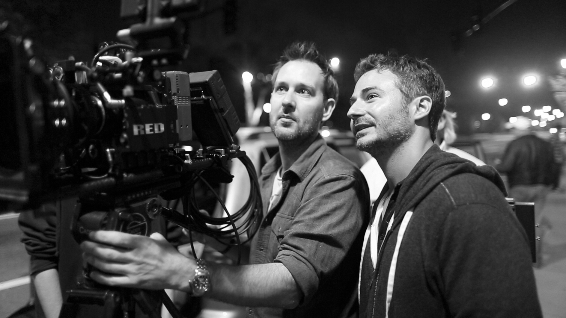 Director Jordan Horowitz & Cinematographer Liam Le Guillou on the set of 