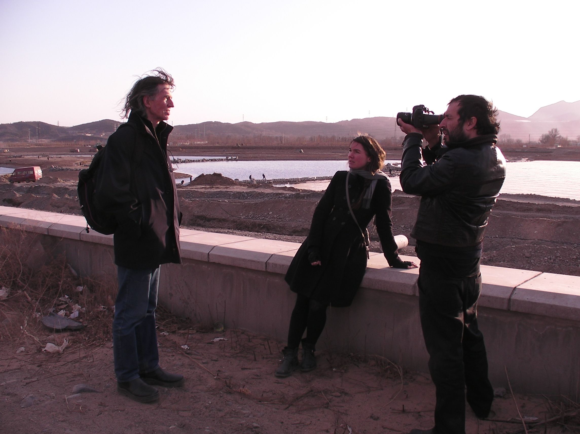 Shooting The Red House. Pictured with Francisco Rodriguez (camera) and Lee Stuart (cast). China, 2011.