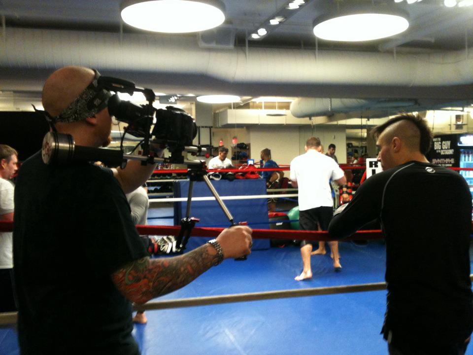 Director Ian McFarland shooting UFC Fighters Dan Hardy & Frank Mir for his film 