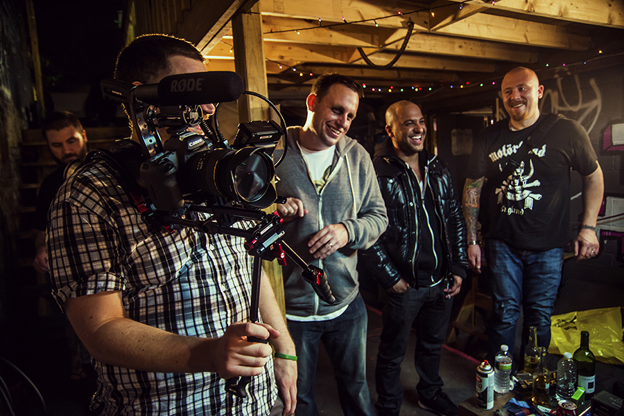 Director Ian McFarland (far right) on set of the CZARFACE music video shoot