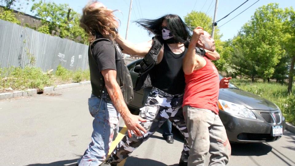 (2012)-WWJ as 'Vox the Enforcer' battling 2 zombies in 'Half Dead' (Mad Angel Films / Wicked Six Productions)
