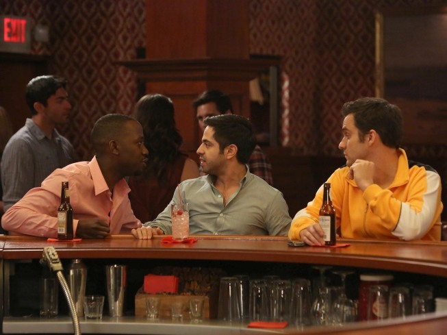 Still of Satya Bhabha, Lamorne Morris and Jake Johnson in New Girl (2011)