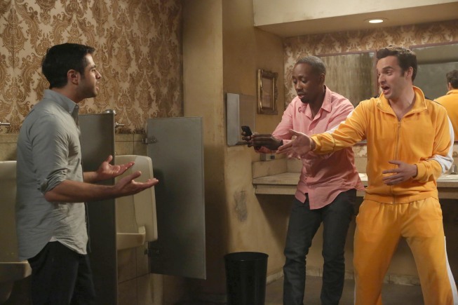 Still of Satya Bhabha, Lamorne Morris and Jake Johnson in New Girl (2011)