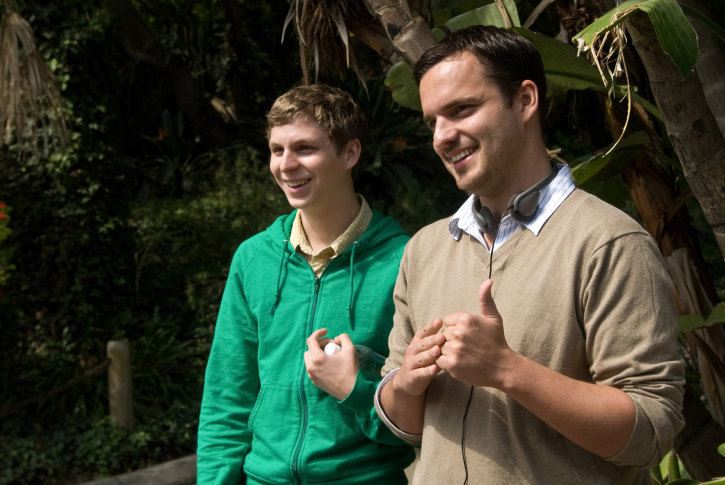 Still of Michael Cera and Jake Johnson in Paper Heart (2009)