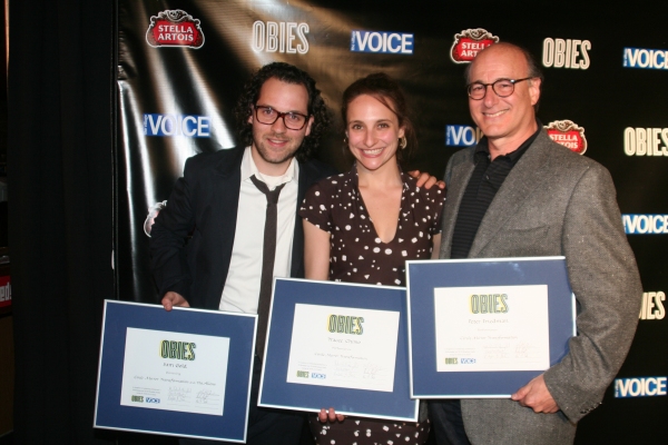Sam Gold, Tracee Chimo, and Peter Friedman celebrate winning the 2010 OBIE AWARD for 
