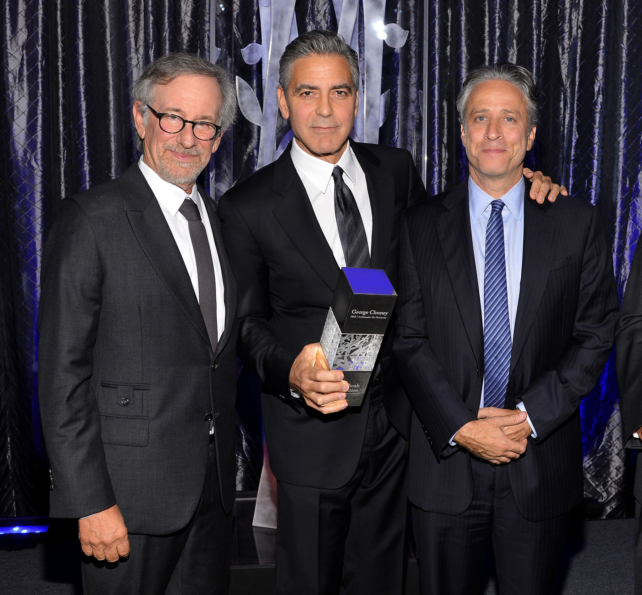George Clooney, Steven Spielberg and Jon Stewart