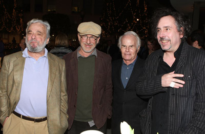 Steven Spielberg, Tim Burton, Richard D. Zanuck and Stephen Sondheim at event of Sweeney Todd: The Demon Barber of Fleet Street (2007)