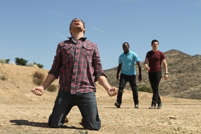 Still of Max Greenfield, Lamorne Morris and Jake Johnson in New Girl (2011)