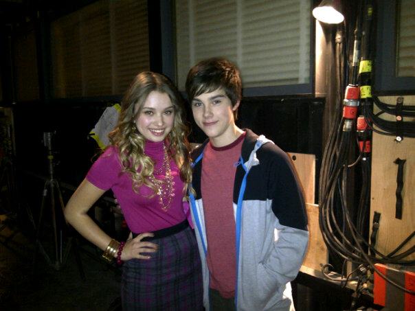 Emilija with Jeremy Shada on the set of Aliens in the House
