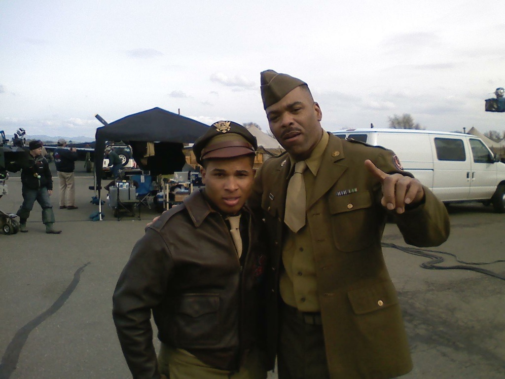Devon Libran and Method Man on the set of Red Tails