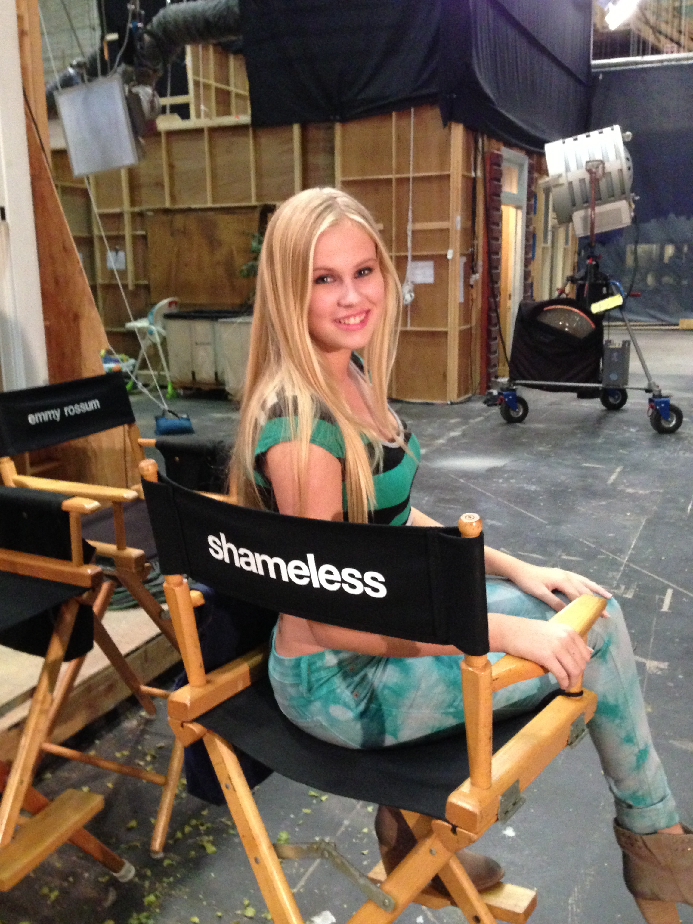 Danika Yarosh on set of Shameless.