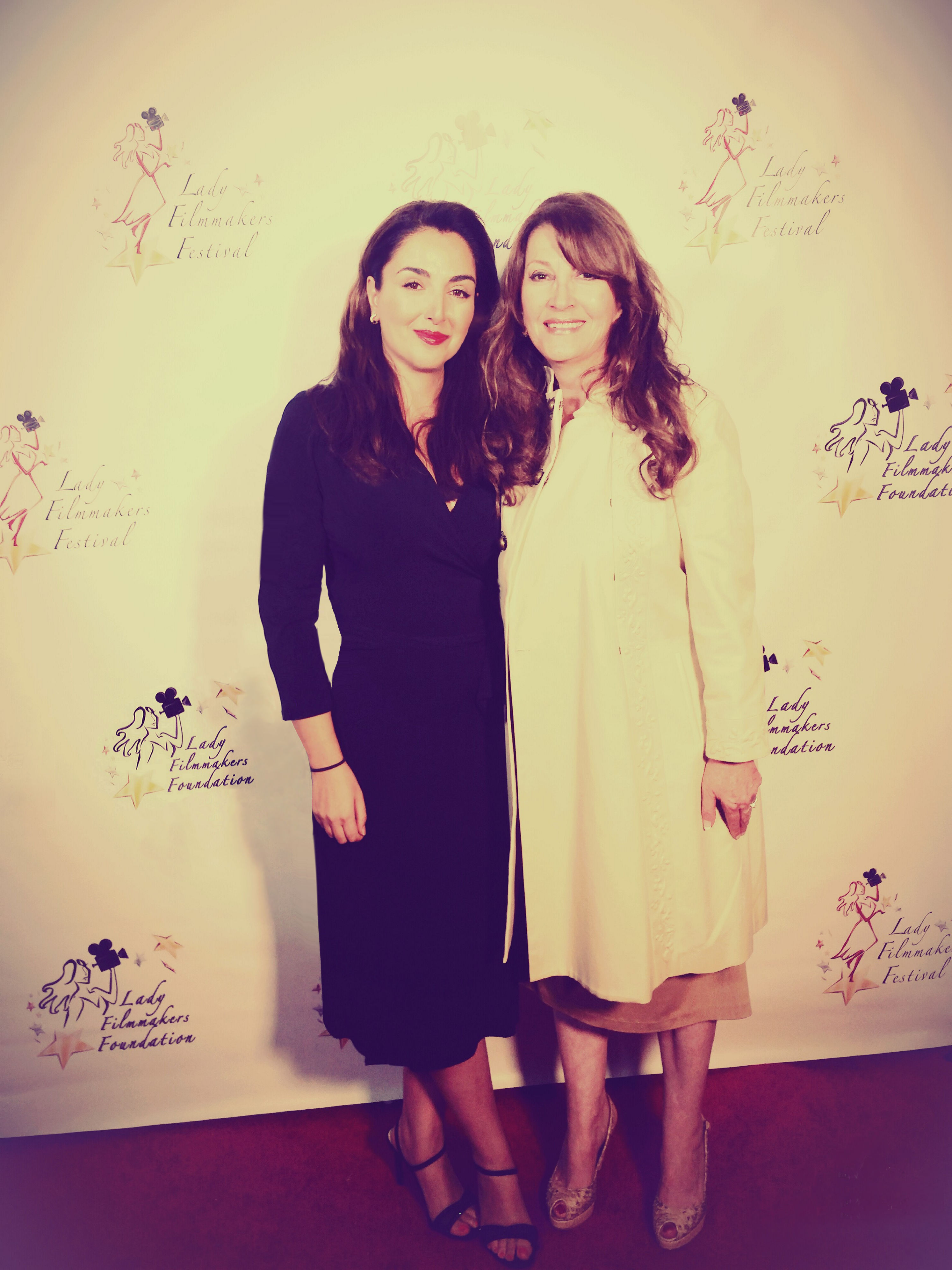 Award-winning Writer, Director And Actor Nicole Kian Sadighi with co-star Mary Apick on the red carpet at the Lady Filmmakers Film Festival where 'I Am Neda' was the official selection and winner of the Jury Award