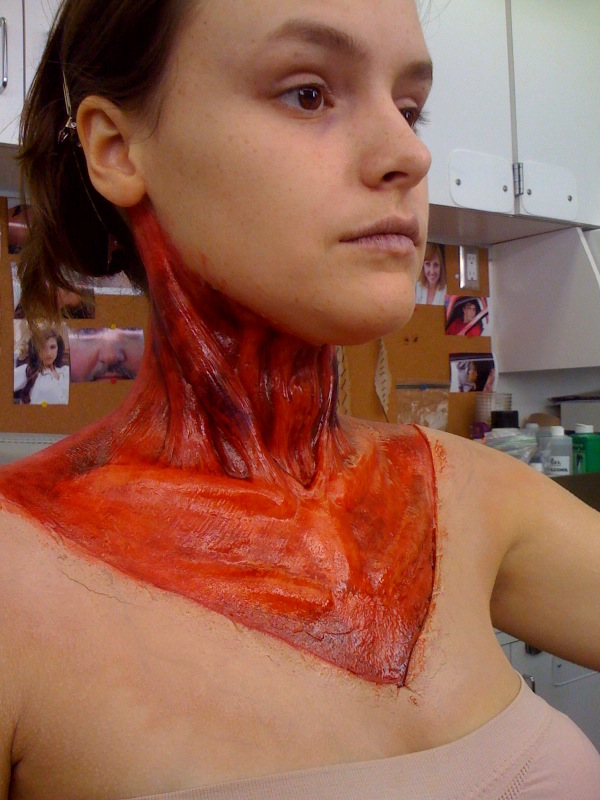 Body of Proof neck dissection prosthetic. Makeup by Joe Rossi.