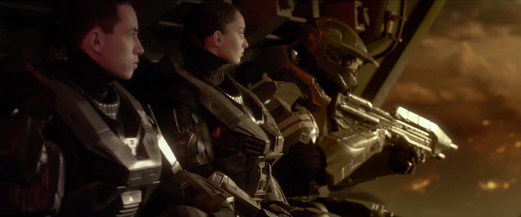 Still of Tony Giroux, Jenna Berman and Daniel Cudmore in Halo 4: Forward Unto Dawn