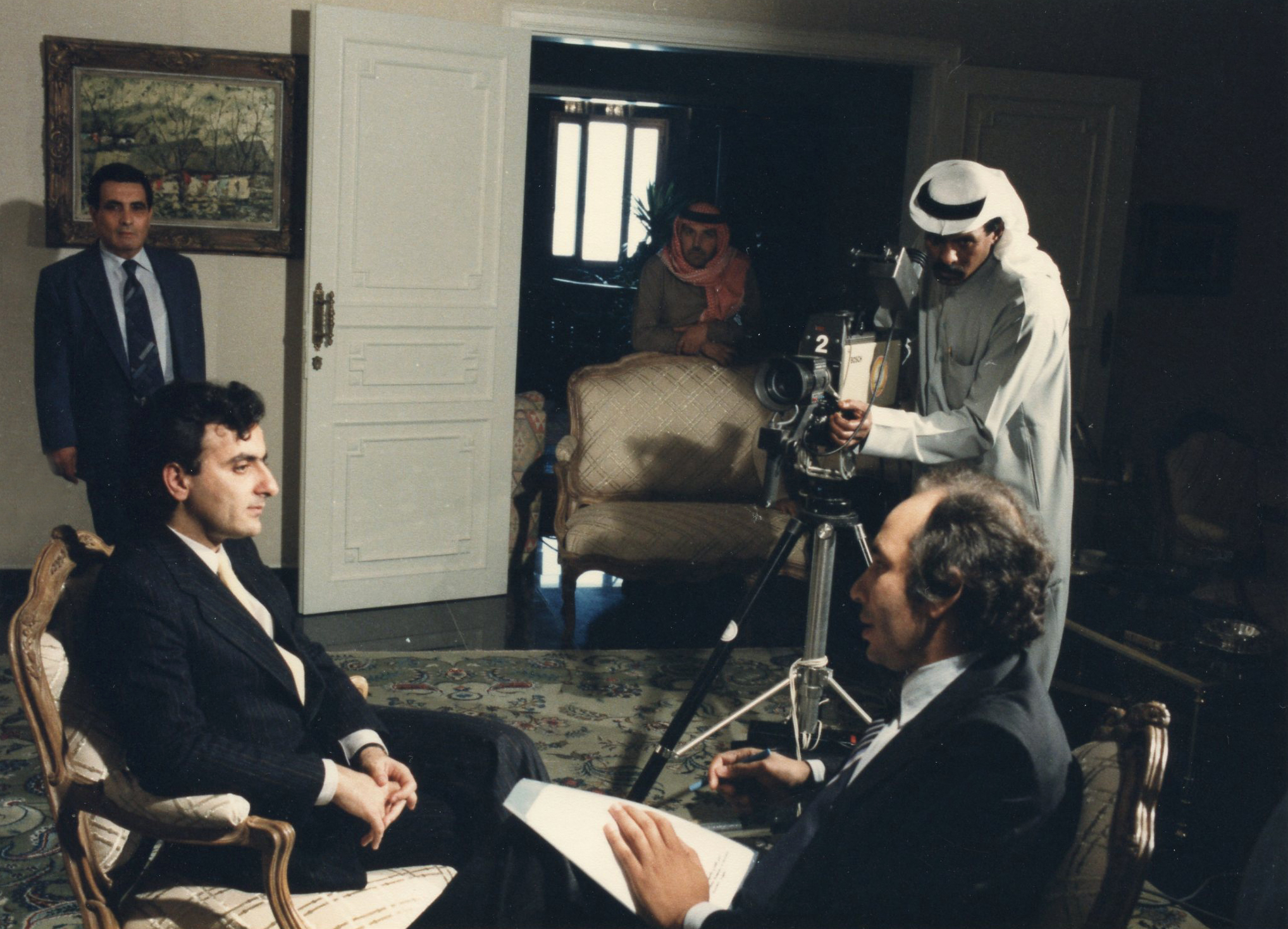 Interviewing Ramsey Yassa the renown solo pianist for a Kuwait Tv Special produced by Farouq in 1983