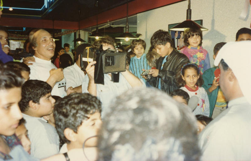 Shooting a Tv commercial for Hardee's with the Arab Gulf leading star G. Saleh in 1992