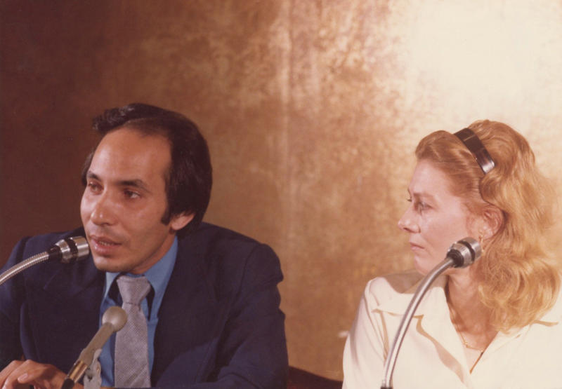 Meeting the press with Vanessa on the outset of her first visit to Kuwait in 1979