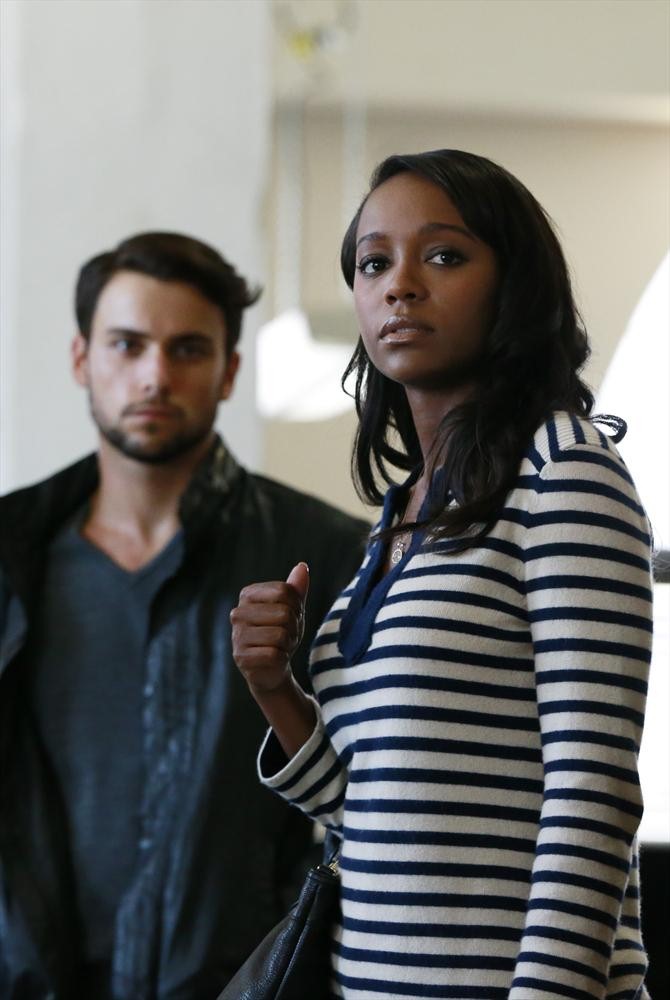 Still of Aja Naomi King and Jack Falahee in How to Get Away with Murder (2014)