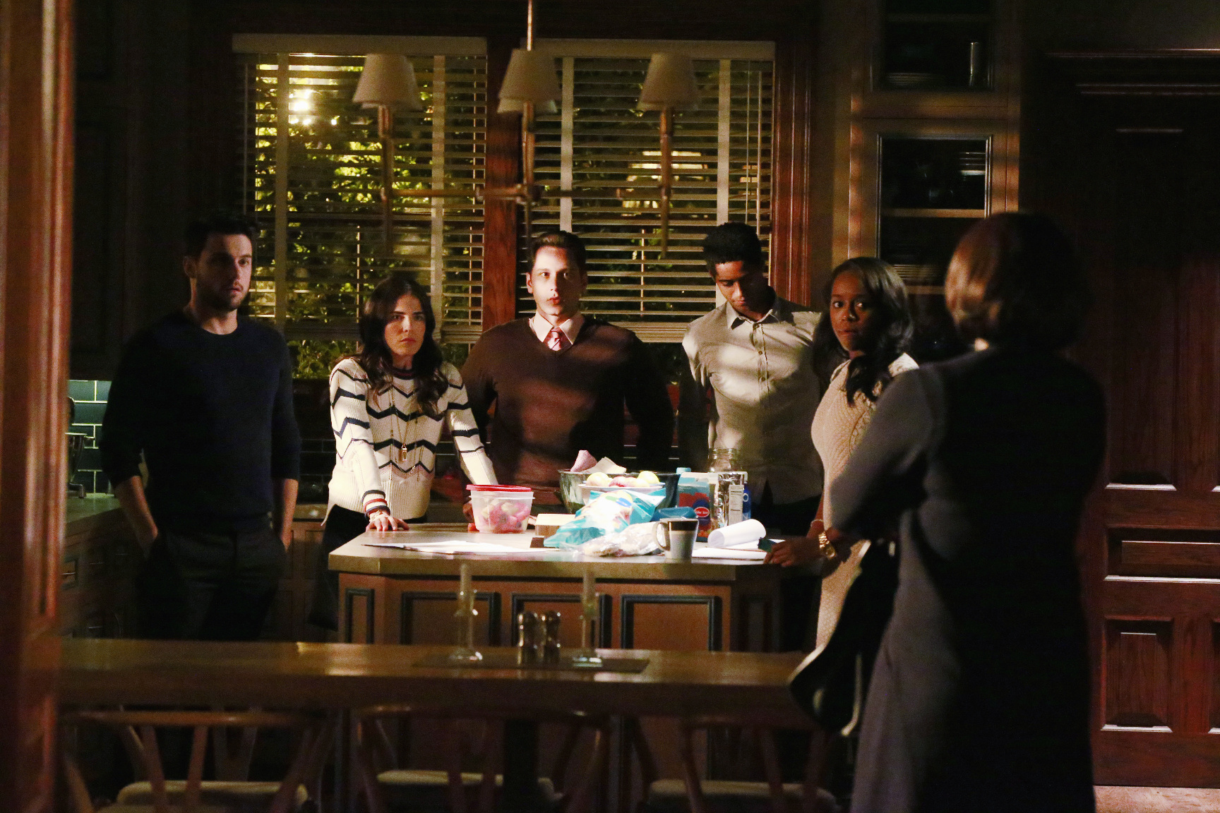 Still of Alfred Enoch, Karla Souza, Matt McGorry, Aja Naomi King and Jack Falahee in How to Get Away with Murder (2014)