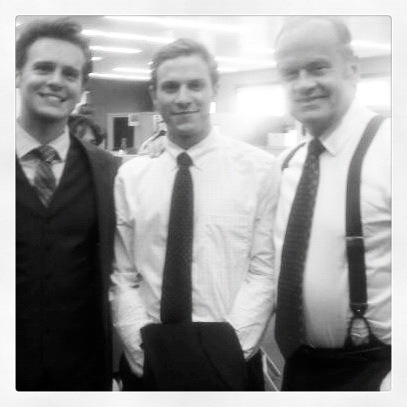 Jonathan Groff, Steve Lenz, and Kelsey Grammer on the set of Boss