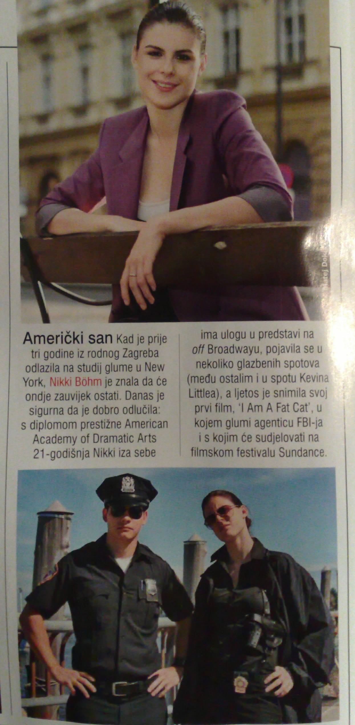 Article about Nikki Bohm in Gloria Magazine, Croatia 2009
