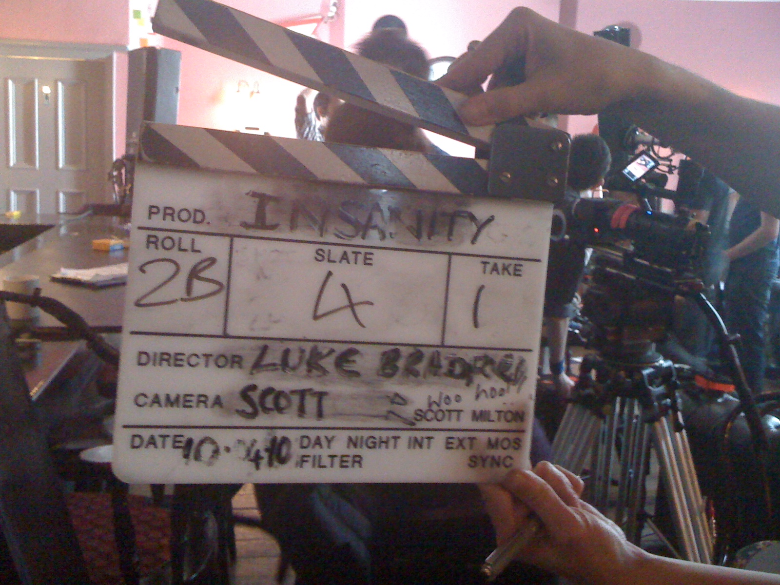 On set of 'TOMORROW'. Working title 'Insanity'