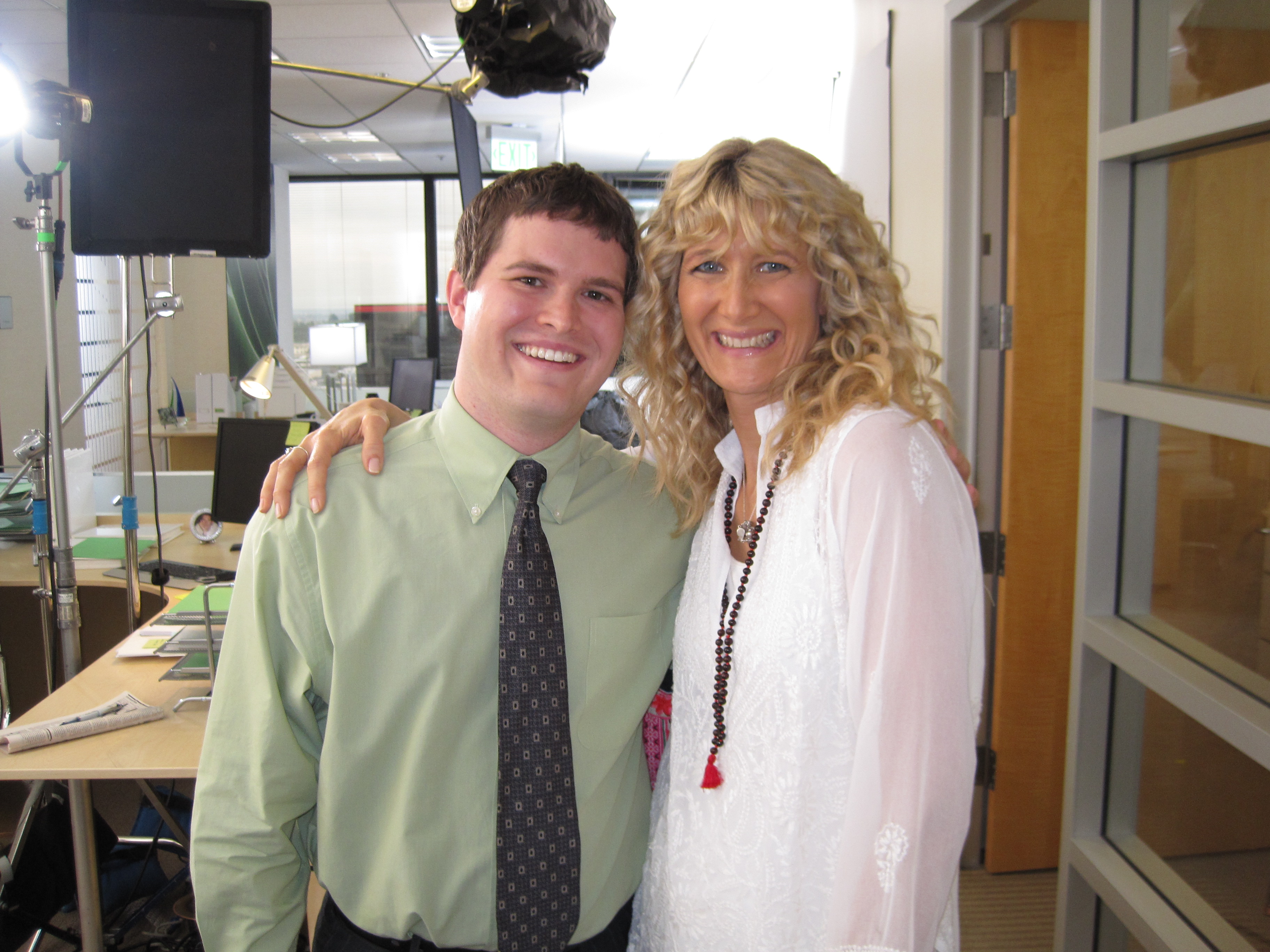 Erich as 'Kevin' with Laura Dern as 'Amy'on the set of HBO's 