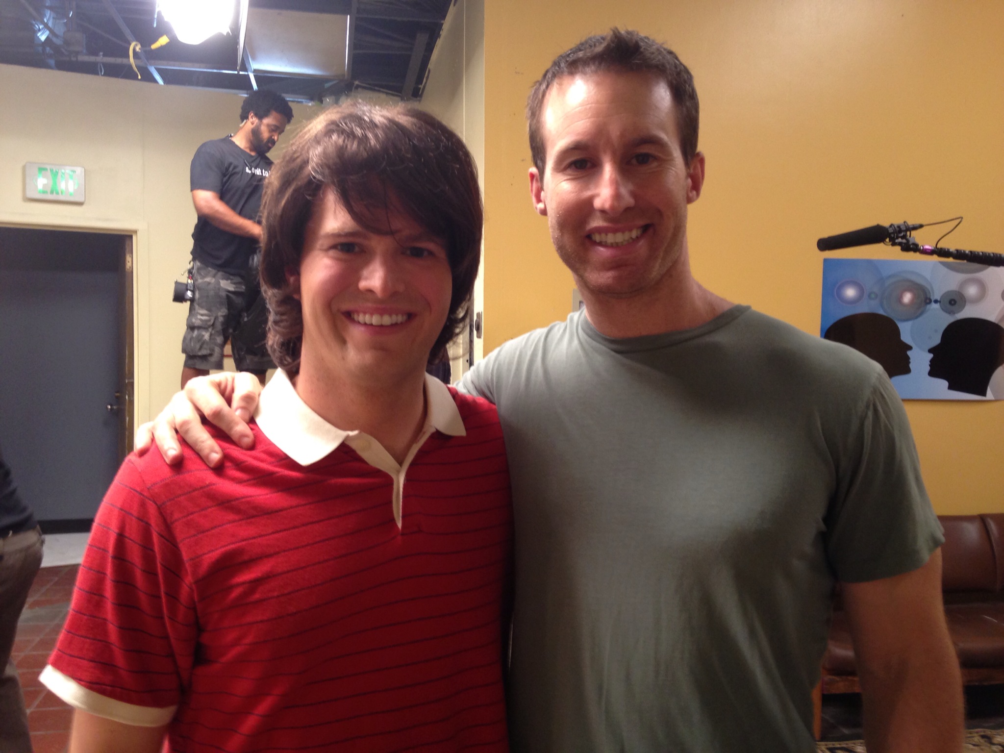 Erich and director Chris Sparling on the set of 