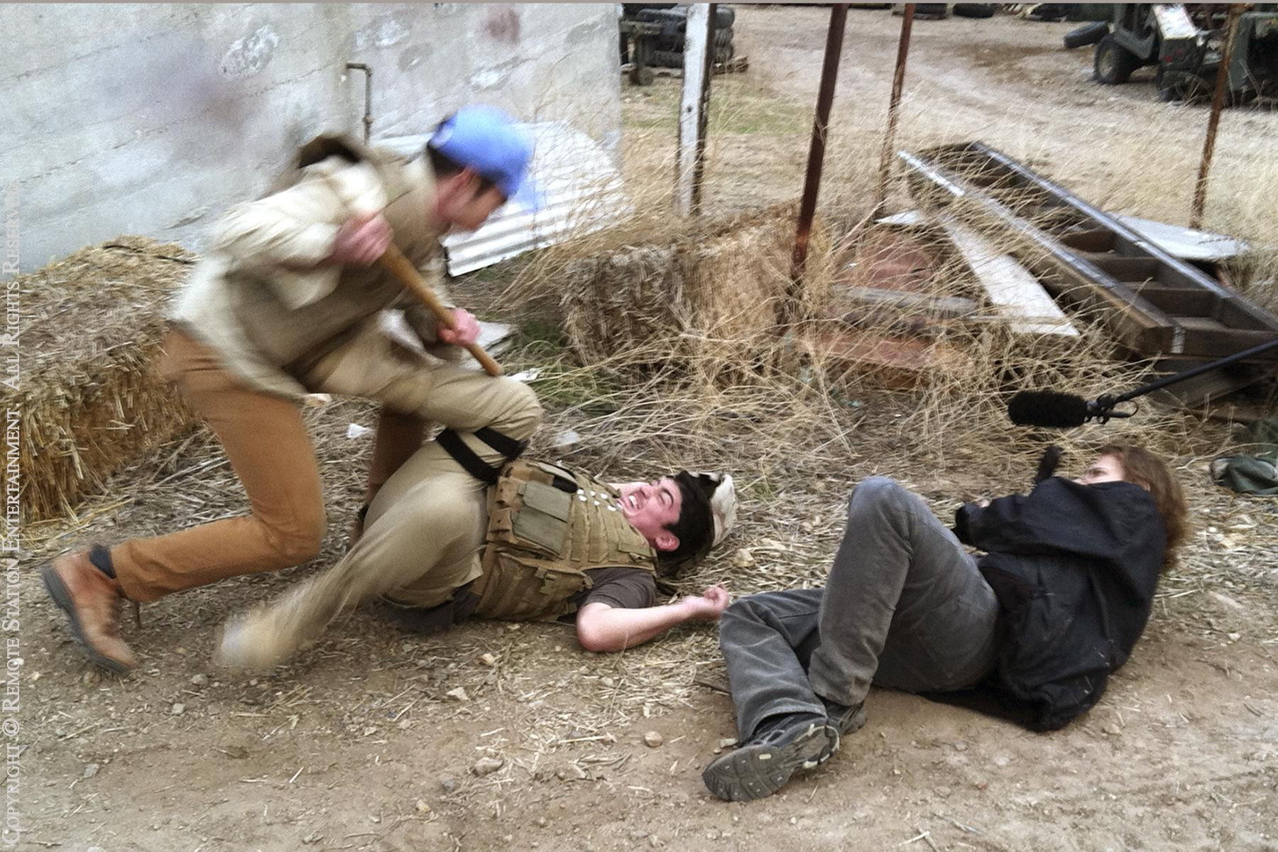 Director, producer, writer and sometimes cinematographer William Norton shoots a fight sequence between Matthew Gilliam and Andrew Montanez on the set of his political thriller False Colors.