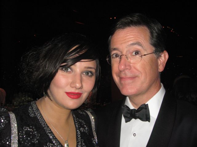 Arefeh Mansouri and Stephen Colbert