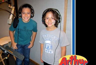 Devan at a recording session for Arthur as Tommy Tibble